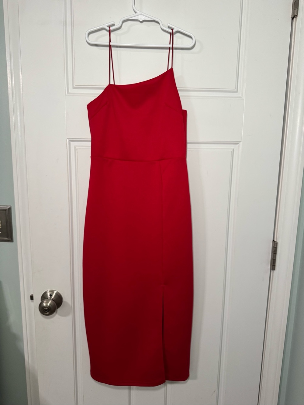 Asymmetrical Red Midi Dress